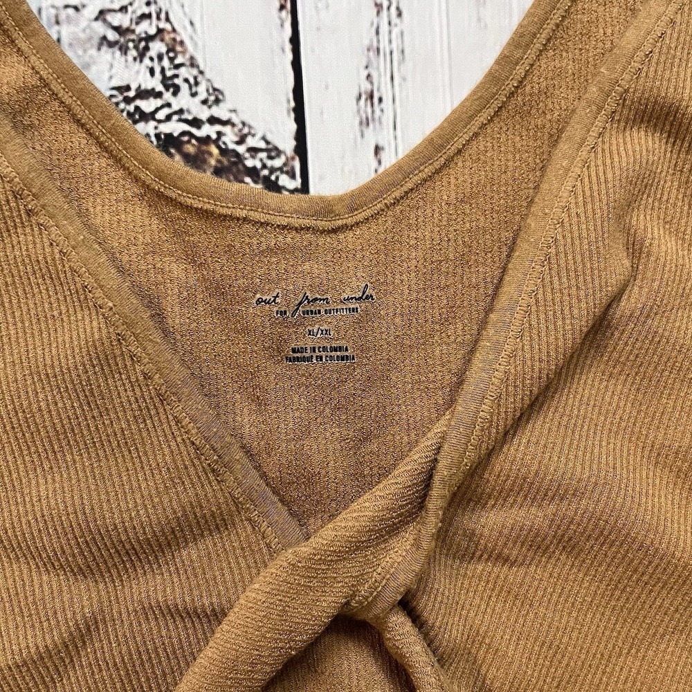 Out From Under Urban Outfitters Women's XL Brown Ribbed Knit Cropped Tank Top - Picture 2 of 5